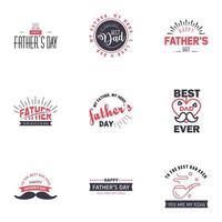 Happy Fathers Day greeting Card 9 Black and Pink Calligraphy Vector illustration Editable Vector Design Elements