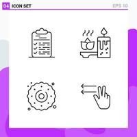 Set of 4 icons in Line style. Creative Outline Symbols for Website Design and Mobile Apps. Simple Line Icon Sign Isolated on White Background. 4 Icons. vector