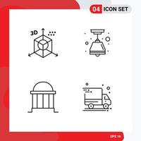 Line Pack of 4 Universal Symbols of coding bank direction light column Editable Vector Design Elements