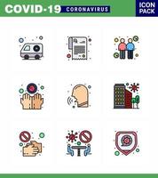 9 Filled Line Flat Color coronavirus epidemic icon pack suck as rhinitis diseases spread infect disease viral coronavirus 2019nov disease Vector Design Elements