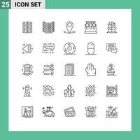 Group of 25 Modern Lines Set for cabinet home contact science chemistry Editable Vector Design Elements