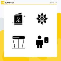 Stock Vector Icon Pack of 4 Line Signs and Symbols for dad interior card molecule avatar Editable Vector Design Elements