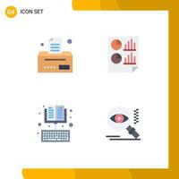4 User Interface Flat Icon Pack of modern Signs and Symbols of bill book analytics page education Editable Vector Design Elements