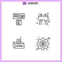 4 iconos en estilo de línea. delinear símbolos sobre fondo blanco. signos vectoriales creativos para web móvil e impresión. vector