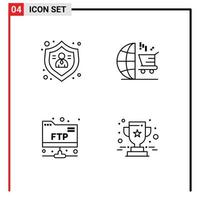 User Interface Pack of 4 Basic Filledline Flat Colors of action folder user seo achievement Editable Vector Design Elements