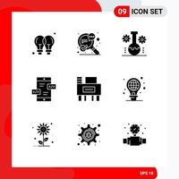 9 Universal Solid Glyphs Set for Web and Mobile Applications mobile arrows speech app development scientific research Editable Vector Design Elements