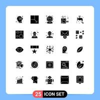 Mobile Interface Solid Glyph Set of 25 Pictograms of mechanical seo package economy seo complex Editable Vector Design Elements