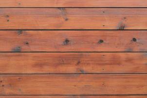 Varnished wood background from cabin exterior. Brown wood barn plank photo