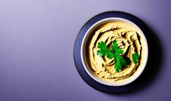 Healthy food. Traditional freshly made organic hummus. photo