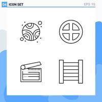 iconos de estilo moderno de 4 líneas. símbolos de contorno para uso general. signo de icono de línea creativa aislado sobre fondo blanco. Paquete de 4 iconos. vector