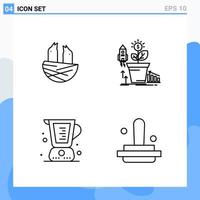 iconos de estilo moderno de 4 líneas. símbolos de contorno para uso general. signo de icono de línea creativa aislado sobre fondo blanco. Paquete de 4 iconos. vector