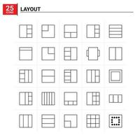 25 Layout icon set vector background