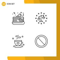 4 Universal Filledline Flat Colors Set for Web and Mobile Applications cake father balance law interface Editable Vector Design Elements