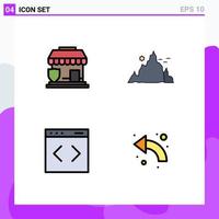 Universal Icon Symbols Group of 4 Modern Filledline Flat Colors of insurance content shop hill system Editable Vector Design Elements