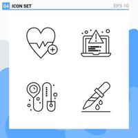 iconos de estilo moderno de 4 líneas. símbolos de contorno para uso general. signo de icono de línea creativa aislado sobre fondo blanco. Paquete de 4 iconos. vector