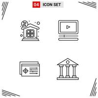 4 Icons Line Style. Grid Based Creative Outline Symbols for Website Design. Simple Line Icon Signs Isolated on White Background. 4 Icon Set. vector