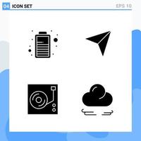 Modern 4 solid style icons. Glyph Symbols for general use. Creative Solid Icon Sign Isolated on White Background. 4 Icons Pack. vector