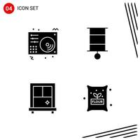 Collection of 4 Vector Icons in solid style. Pixle Perfect Glyph Symbols for Web and Mobile. Solid Icon Signs on White Background. 4 Icons.