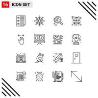 16 Universal Outlines Set for Web and Mobile Applications protection investment content insurance property Editable Vector Design Elements