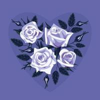 un ramo de rosas inglesas en forma de corazón. estilo realista, vintage. para el día de san valentín, bodas, elementos de diseño, estampados en tela. vector