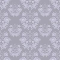 Vintage seamless pattern beautiful poppy bouquets on a Gray background. Rococo style. Botanical illustration for wallpaper, fabric print, packaging. vector