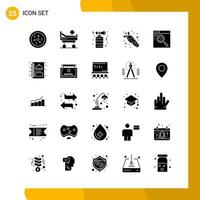 25 Icon Set. Solid Style Icon Pack. Glyph Symbols isolated on White Backgound for Responsive Website Designing. vector