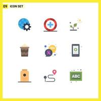 Pictogram Set of 9 Simple Flat Colors of communication vacation biology summer beach Editable Vector Design Elements