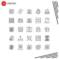 25 Universal Lines Set for Web and Mobile Applications house navigation signs compass hat Editable Vector Design Elements