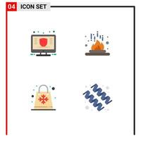 Mobile Interface Flat Icon Set of 4 Pictograms of finance science money fire sale Editable Vector Design Elements