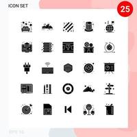 Solid Glyph Pack of 25 Universal Symbols of business cap drum party magic Editable Vector Design Elements