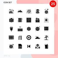 Solid Glyph Pack of 25 Universal Symbols of business cap drum party magic Editable Vector Design Elements