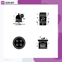 Set of 4 Modern UI Icons Symbols Signs for communication shirt dating accessories black friday Editable Vector Design Elements