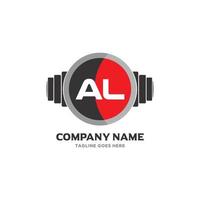 AL Letter Logo Design Icon fitness and music Vector Symbol.