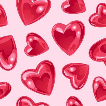 Valentines Day. Bright seamless pattern with shiny realistic balloons in the shape of a heart. For wallpaper, printing on fabric, wrapping. vector