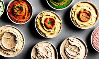 Healthy food. Traditional freshly made organic hummus. photo