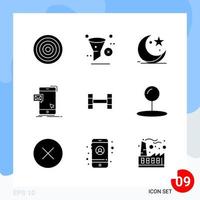 Modern Pack of 9 Icons. Solid Glyph Symbols isolated on White Backgound for Website designing vector