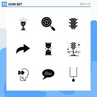 Modern 9 solid style icons. Glyph Symbols for general use. Creative Solid Icon Sign Isolated on White Background. 9 Icons Pack. vector