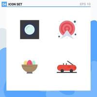Group of 4 Modern Flat Icons Set for interior bowl recessed direction easter Editable Vector Design Elements