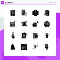 User Interface Pack of 16 Basic Solid Glyphs of security certificate sound banking flats Editable Vector Design Elements