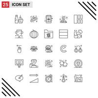 Group of 25 Modern Lines Set for layout image clipboard collage fire Editable Vector Design Elements