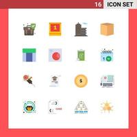 Pictogram Set of 16 Simple Flat Colors of webpage e building delivery box Editable Pack of Creative Vector Design Elements