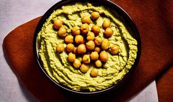 Healthy food. Traditional freshly made organic hummus. photo