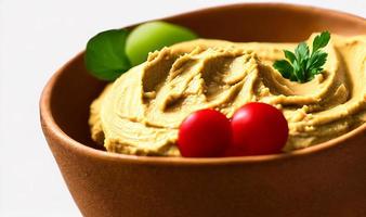 Healthy food. Traditional freshly made organic hummus. photo