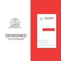 Home House Building Real Estate Grey Logo Design and Business Card Template vector