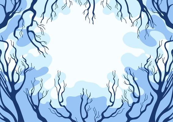 Hello, Autumn. Bare crowns of trees without leaves. Overcast sky. Clouds. Landscape background with place for text. For banner, poster, background.