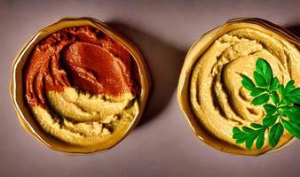 Healthy food. Traditional freshly made organic hummus. photo