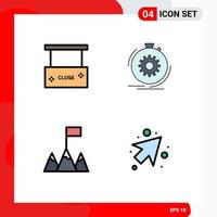 Modern Set of 4 Filledline Flat Colors and symbols such as beauty and spa flag close salon performance arrow Editable Vector Design Elements