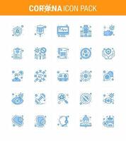 Covid19 icon set for infographic 25 Blue pack such as unhealthy dirty medical monitor bacteria medical viral coronavirus 2019nov disease Vector Design Elements