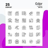 25 conjunto de iconos gdpr 100 archivos eps 10 editables concepto de logotipo de empresa ideas diseño de icono de línea vector