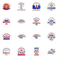 Set of fathers day 16 Blue and red design elements Editable Vector Design Elements